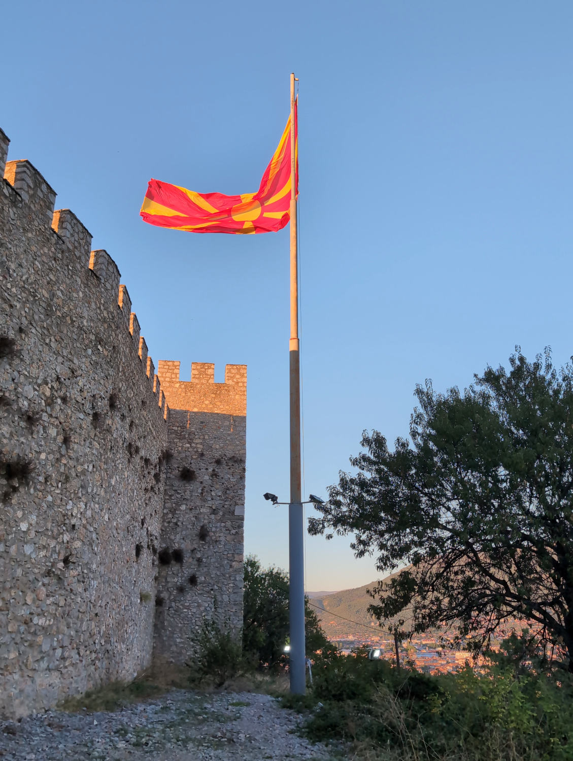 Macedonia flag at sunset